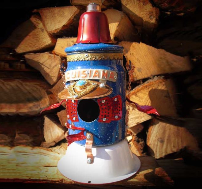 steam punk birdhouse, antique birdhouse, birdhouses, recycled birdhouses, eco birdhouses, green birdhouses, recycled materials, upcycling, brian carlise, paper gadget, gadget sponge, brian Carlisle