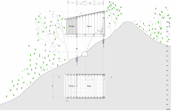 Koji Kakiuchi, hut, nara, japan, torri corridor, green design, eco-design, sustainable design, small footprint, charred timber, japanese cedar, sheltered terrace