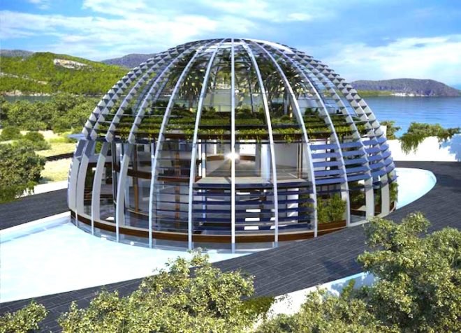 Eco-House, Luis de Garrido, green design, sustainable design, eco-design, Turkey, geothermal, photovoltaic energy, rainwater harvest, energy efficiency, solar gain, natural heating, natural lighting, natural ventilation, tilted louvers, biological wastewater treatment, off-grid, self-sufficient