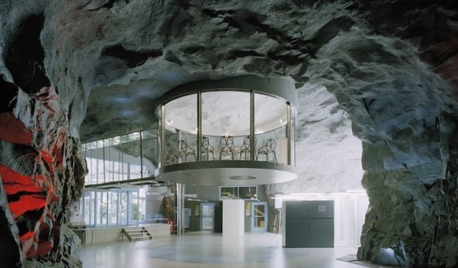 creative re-purpose, green design, sustainable design, eco-design, anti-atomic shelter, internet facility-Albert France-Lanord Architect, Stockholm, Sweden, Granite, green-filled, light-filled,