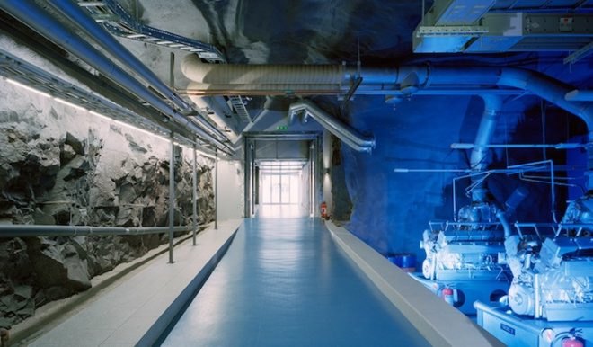 creative re-purpose, green design, sustainable design, eco-design, anti-atomic shelter, internet facility-Albert France-Lanord Architect, Stockholm, Sweden, Granite, green-filled, light-filled,