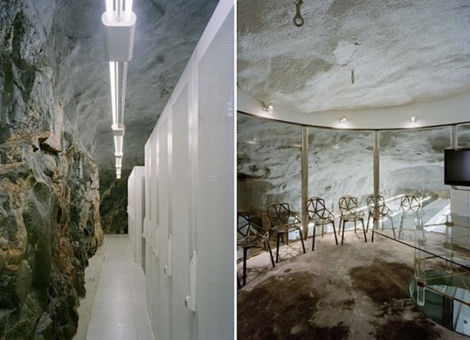 creative re-purpose, green design, sustainable design, eco-design, anti-atomic shelter, internet facility-Albert France-Lanord Architect, Stockholm, Sweden, Granite, green-filled, light-filled,