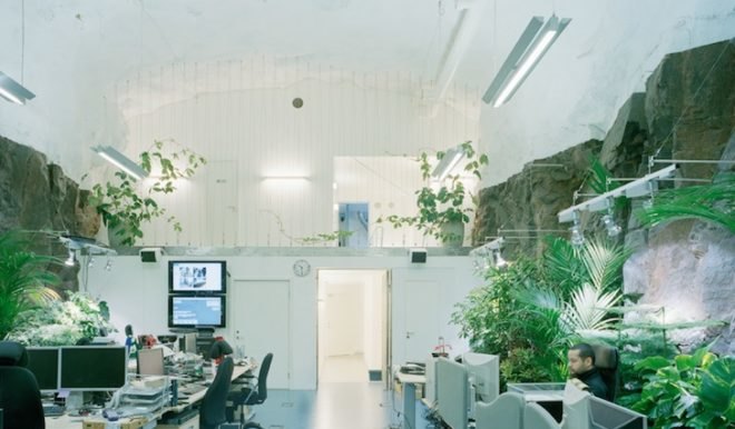 creative re-purpose, green design, sustainable design, eco-design, anti-atomic shelter, internet facility-Albert France-Lanord Architect, Stockholm, Sweden, Granite, green-filled, light-filled,