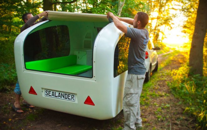 Sealander camper boat, Sealander Aquatic Trailer, electric boat, electric vehicle, green automotive design, alternative transportation, green transportation