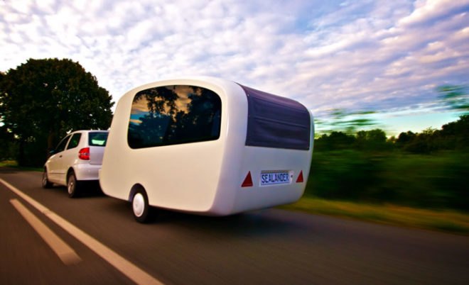 Sealander camper boat, Sealander Aquatic Trailer, electric boat, electric vehicle, green automotive design, alternative transportation, green transportation