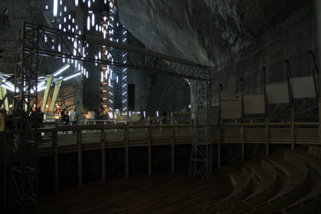 Salina Turda Salt Mine, Adapative reuse, Christopher Nolan, Batman, Transylvania, green design, sustainable design, futuristic lighting, existing infrastructure, eco-design, Romania
