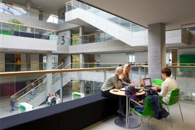 Campus Arhus N, Schmidt Hammer Lassen, via university, sustainable campus, green building, eco university, daylighting, living facade