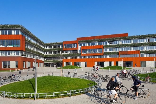 Campus Arhus N, Schmidt Hammer Lassen, via university, sustainable campus, green building, eco university, daylighting, living facade