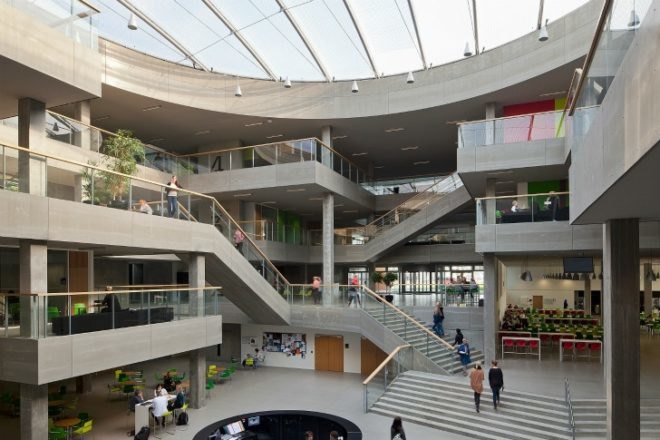 Campus Arhus N, Schmidt Hammer Lassen, via university, sustainable campus, green building, eco university, daylighting, living facade