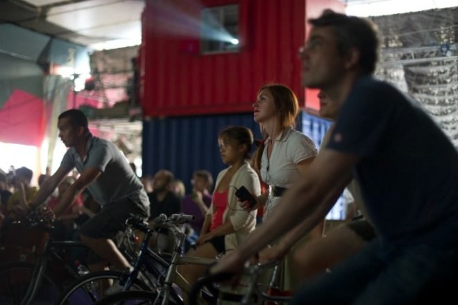 Cycle In Cinema, Magnificent Revolution, bike power, human power, pop up cinema, london,