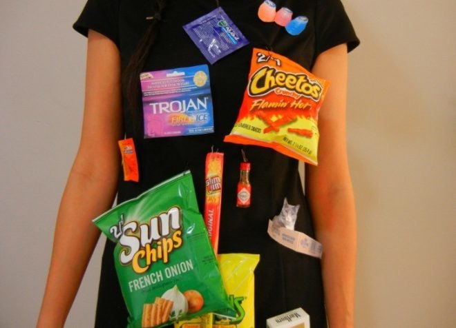 diy costume, eco-friendly costume, green halloween, halloween, halloween costume, homemade costume, how to make a bodega costume, inhabitat green halloween contest, make it yourself costume, bodega costume, shrimp costume, sustainable costume, what to be for halloween, yuka yoneda, weird costumes