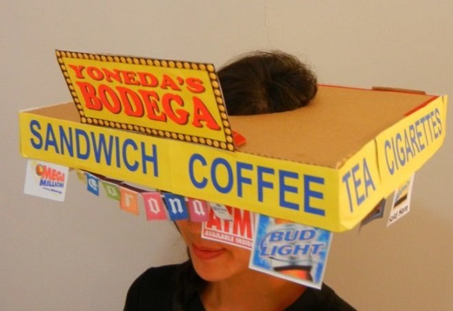 diy costume, eco-friendly costume, green halloween, halloween, halloween costume, homemade costume, how to make a bodega costume, inhabitat green halloween contest, make it yourself costume, bodega costume, shrimp costume, sustainable costume, what to be for halloween, yuka yoneda, weird costumes