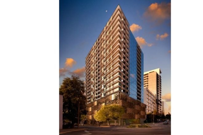 Elm Apartments, Elenberg Fraser Architects, louvered facade, shade screen, living walls, melbourne, residential tower