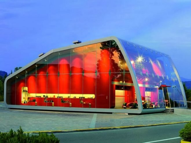 Ferrari Factory Store, Iosa Ghini Associati, ferrari, daylighting, fritted glass, passive cooling, italy
