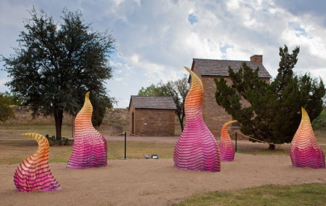 Unwanted Visitor: Portrait of Wildfire, National Heritage Center, green design, eco design, sustainable design, herb Williams, Texas, Widflire, crayon sculptures,
