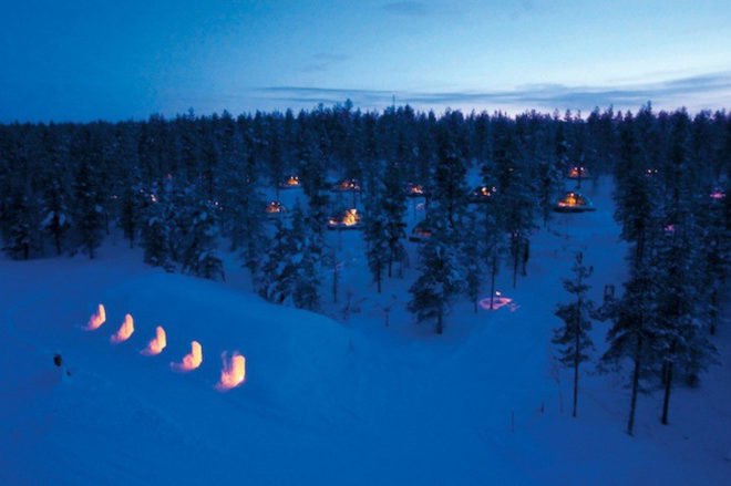 igloo village, hotel kakslauttanen, finland, igloos, thermal glass, thermal glass igloos, green design, eco-design, sustainable design, architecture, finland architecture, northern lights, aurora borealis, green building