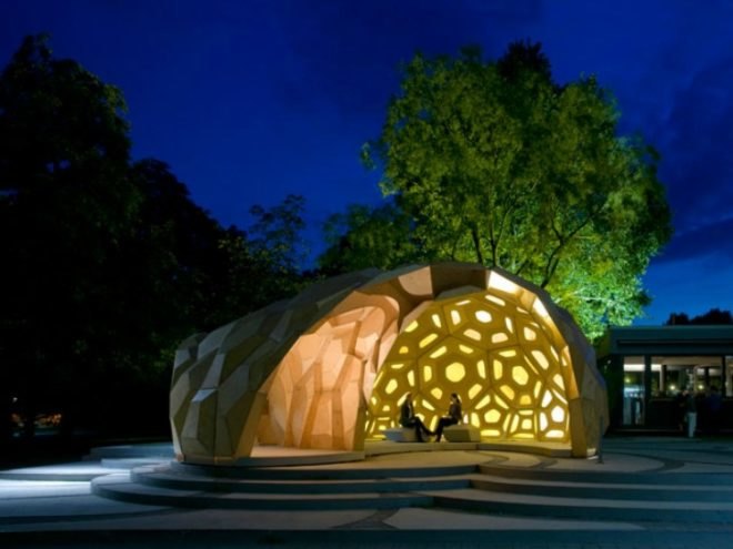 ICD/ITKE Research Pavilion 2011, temporary pavilion, wooden pavilion, student project, university of stuttgart, biomimicry
