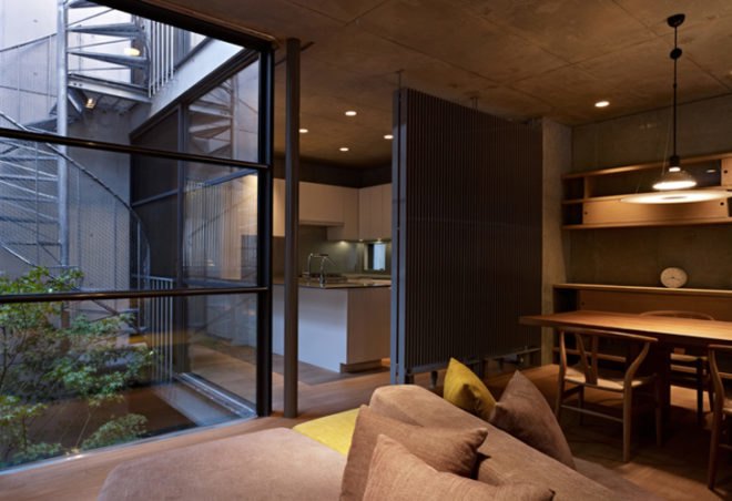 green design, eco design, sustainable design, redesign, Keiji Ashizawa, 2 family home, Tokyo, roof garden, louver fence, lightwell