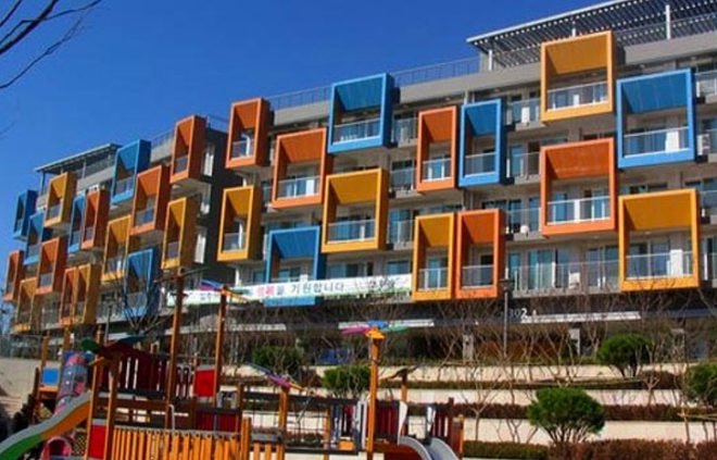 green design, eco design, sustainable design, Korea National Housing Competition, Mack Architects, Seoul, Pan Gyo Housing project, sustainable housing complex, green roof, natural ventilation