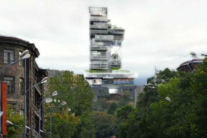 Mercedes Benz Business Center, HTDStudio, yerevan, armenia, mixed use development, green roof, stacked high rise