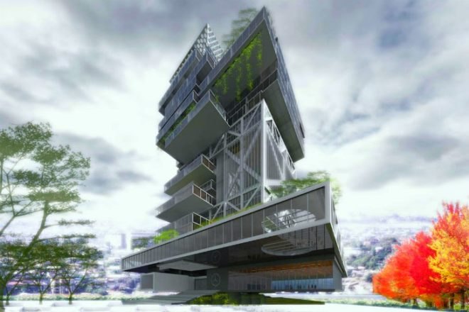 Mercedes Benz Business Center, HTDStudio, yerevan, armenia, mixed use development, green roof, stacked high rise