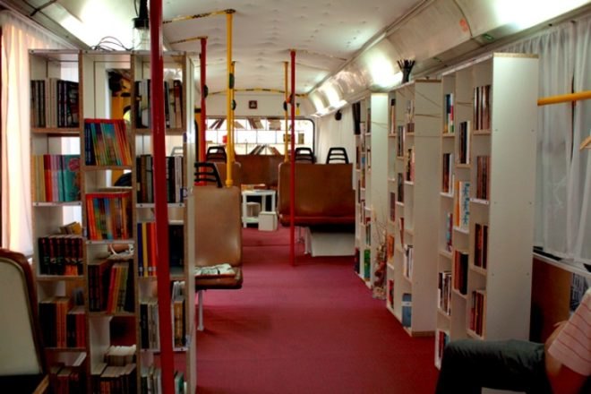 Otets Paisiy Public Library, Studio 8 1/2, adaptive reuse, green renovation, mobile library, trolleybus library, bus library