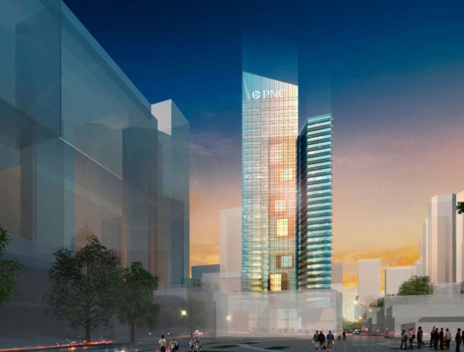 PNC Tower, PNC Financial Services, Pittsburgh, green design, LEED, Doug Gensler, geothermal, green wall, green roof, energy efficient design,