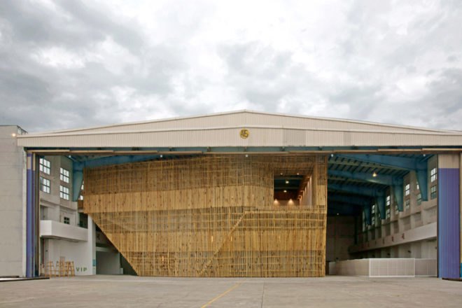temporary green building design,green building materials,Taiwan green building, Gateway Park,Stan Allen Architect, eco rennovation, bamboo gallery,bamboo architecture,