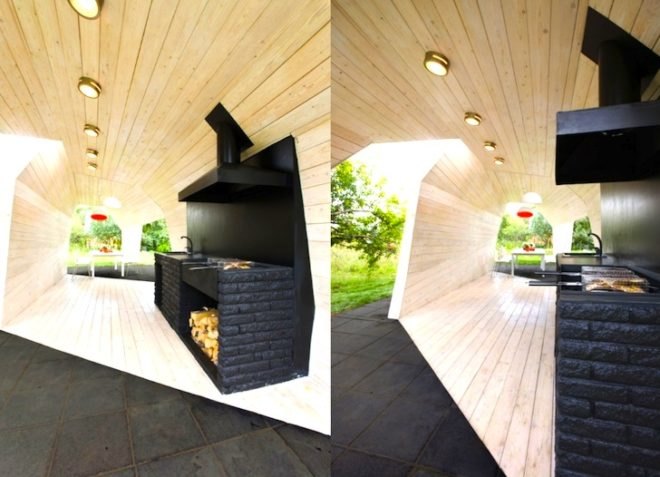 The Village Talks, Dachniy Otvet, reality TV, design TV, green design, sustainable design, eco-design, Za Bor, Moscow, Russia, minimalist design, nature, self-supporting, gazebo, larch timber, sustainable timber, elements, year-round