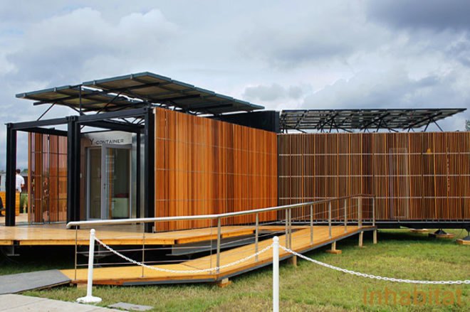 solar decathlon Team China, 2011 solar decathlon, Tonji University solar decathlon, green home, container house, china container house, Solar array shading, eco house, Y Container, Phase change walls, Vacuum insulated panels, solar hot water,