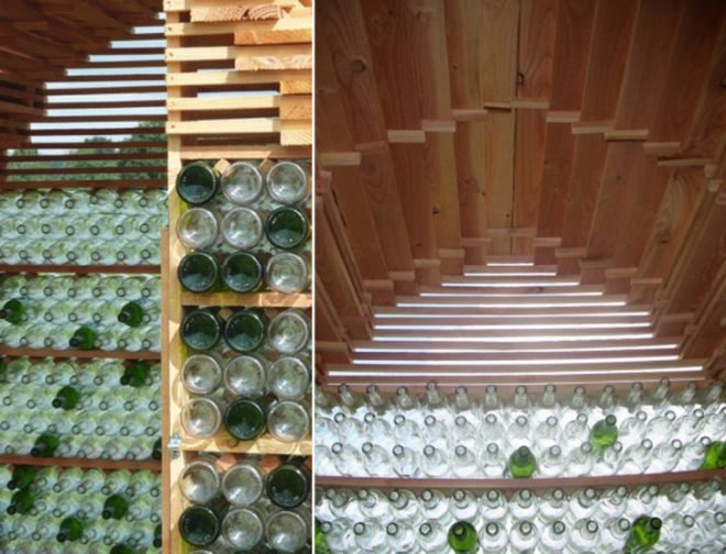 reused shed, caue sarthe, Véronique Maire, Arche de la Nature, bottle house, bottle shed,garden shed, shed design, tiny shed design, micro shed,