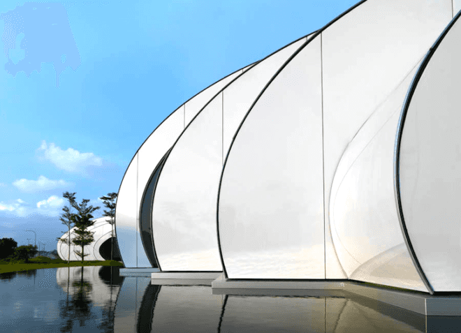 Studio Nicoletti Associates, Manfredi Nicoletti, Hijjas Kasturi Associates, Hijjas Kasturi, Kuala Lumpur, Malaysia, The Pod, spherical, water droplets, daylighting, bio-climate, urban development, green design, sustainable design, eco-design, reflective aluminum, tubular steel