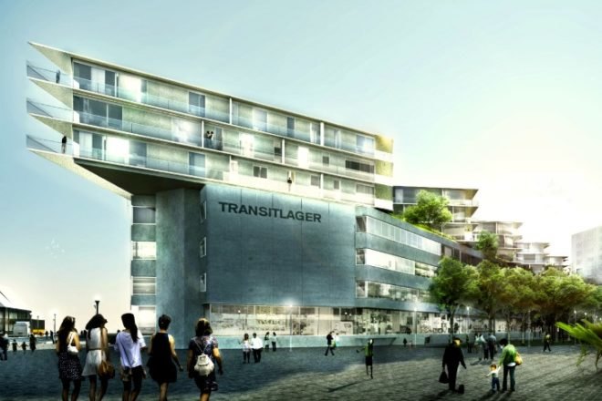 Transitlager, BIG, mixed use development, green renovation, basel, switzerland, green building