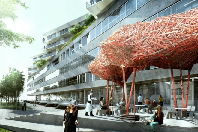 Transitlager, BIG, mixed use development, green renovation, basel, switzerland, green building