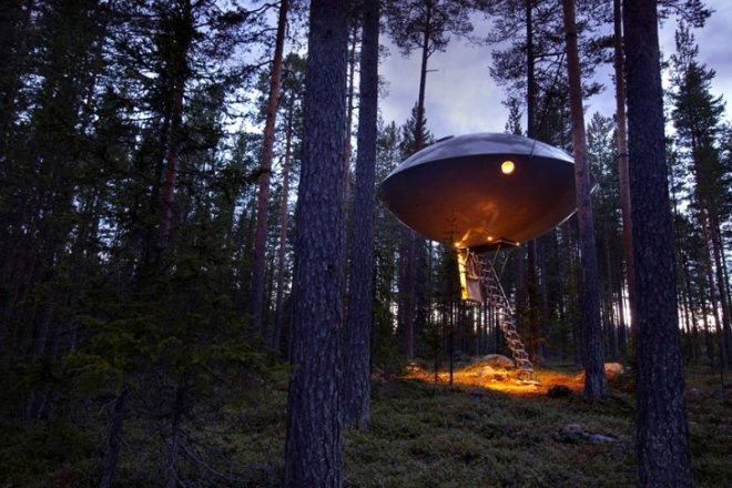UFO Room, Treehotel, eco tourism, prefab, ufo, green hotel, eco hotel, sweden