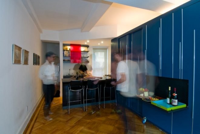 Normal Projects, Unfolding Apartment, green design, small nyc apartments, tiny new york apartments, small spaces, small living, green interiors