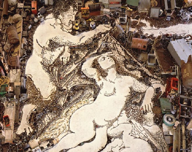 green design, eco design, sustainable design, Vik Muniz, PS 1, WASTE LAND documentary, found materials, Brazil, Rio de Janeiro, photography, garbage sculptures, landfills, Jardim Gramacho Landfill