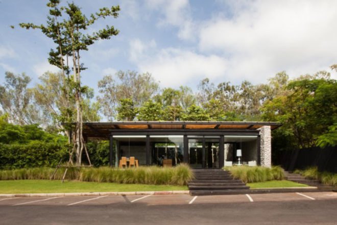 Sustainable Building,Green Resources,Green Materials,Botanical,Architecture,thailand,Kao Yai National Park,local stone,bamboo,showroom,thai elephants rescue center,skylight,floor to ceiling windows