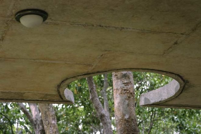 Eco Travel,Botanical,Architecture,bangladesh,eco-turism,holed roof,pierced roof,environmental center,elevated cement construction,concrete