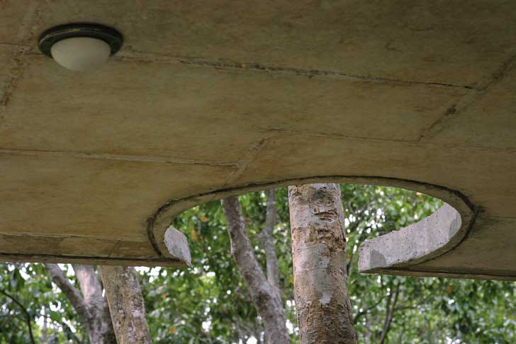 Eco Travel,Botanical,Architecture,bangladesh,eco-turism,holed roof,pierced roof,environmental center,elevated cement construction,concrete