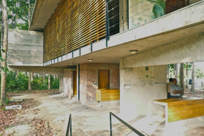 Eco Travel,Botanical,Architecture,bangladesh,eco-turism,holed roof,pierced roof,environmental center,elevated cement construction,concrete