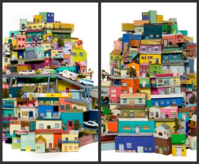 art college pasadena, ana serrano, cartonlandia, slum art, cardboard art, collage shantytowns, slum sculptures, cultural art, mexican sculptures
