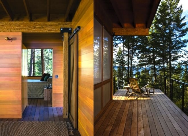 Andersson Wise, Andersson Wise Architects, cabin, minimalist, Montana, Rocky Mountains, Flathead Lake, green design, sustainable design, eco-design, daylighting, zero heating, zero cooling, recycled materials, timber, ponderosa pines