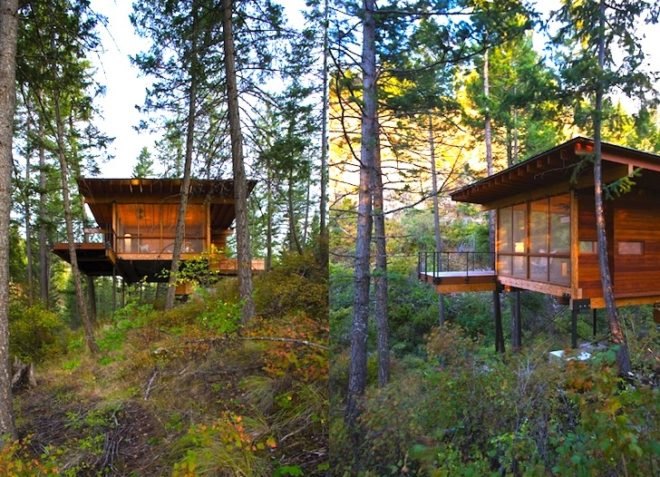 Andersson Wise, Andersson Wise Architects, cabin, minimalist, Montana, Rocky Mountains, Flathead Lake, green design, sustainable design, eco-design, daylighting, zero heating, zero cooling, recycled materials, timber, ponderosa pines
