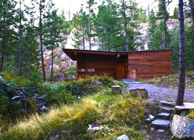 Andersson Wise, Andersson Wise Architects, cabin, minimalist, Montana, Rocky Mountains, Flathead Lake, green design, sustainable design, eco-design, daylighting, zero heating, zero cooling, recycled materials, timber, ponderosa pines