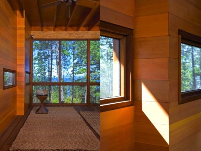 Andersson Wise, Andersson Wise Architects, cabin, minimalist, Montana, Rocky Mountains, Flathead Lake, green design, sustainable design, eco-design, daylighting, zero heating, zero cooling, recycled materials, timber, ponderosa pines