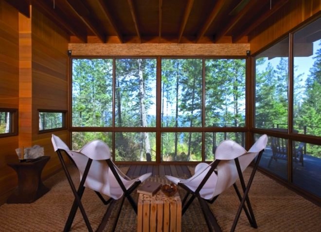 Andersson Wise, Andersson Wise Architects, cabin, minimalist, Montana, Rocky Mountains, Flathead Lake, green design, sustainable design, eco-design, daylighting, zero heating, zero cooling, recycled materials, timber, ponderosa pines