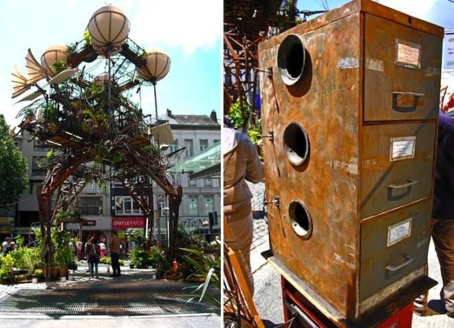 La Machine, Alternative Energy, Aeroflorale II, Bauhaus Color Festival, green design, eco-design, sustainable design, flying objects, propellers, alternative energy, hanging garden, Germany, botanical expedition, flora, Vladimir Tatlin