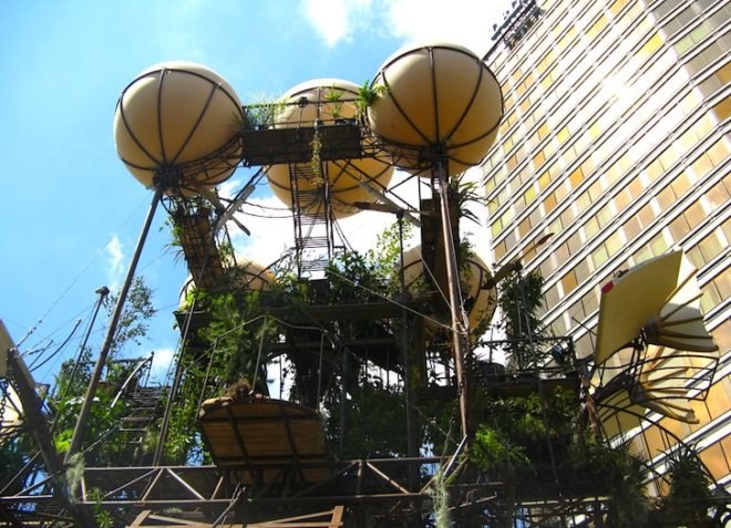 La Machine, Alternative Energy, Aeroflorale II, Bauhaus Color Festival, green design, eco-design, sustainable design, flying objects, propellers, alternative energy, hanging garden, Germany, botanical expedition, flora, Vladimir Tatlin