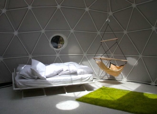 The Dome Garden, geodesic domes, eco-tourism, eco-travel, wood burner, locally sourced materials, recycled glass, London, England, glamping, camping, green design, sustainable design, eco-design, solar panels, dome tents, insulation, rainwater harvesting